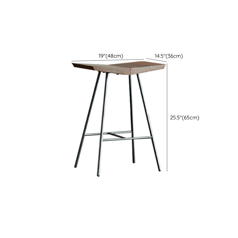 Contemporary Metal Bar Stool Footrest Counter Stool in Brown