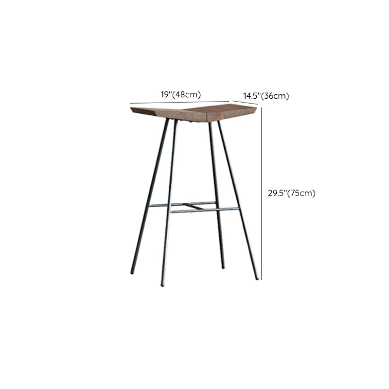 Contemporary Metal Bar Stool Footrest Counter Stool in Brown
