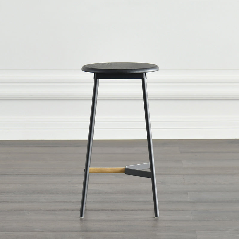 Contemporary Style Metal Bar Stool Footrest Counter Stool in Black