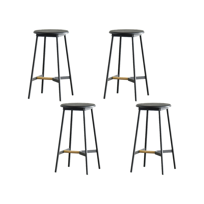 Contemporary Style Metal Bar Stool Footrest Counter Stool in Black