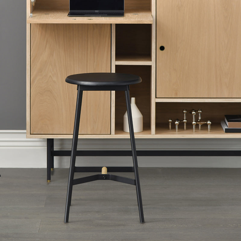 Contemporary Style Metal Bar Stool Footrest Counter Stool in Black