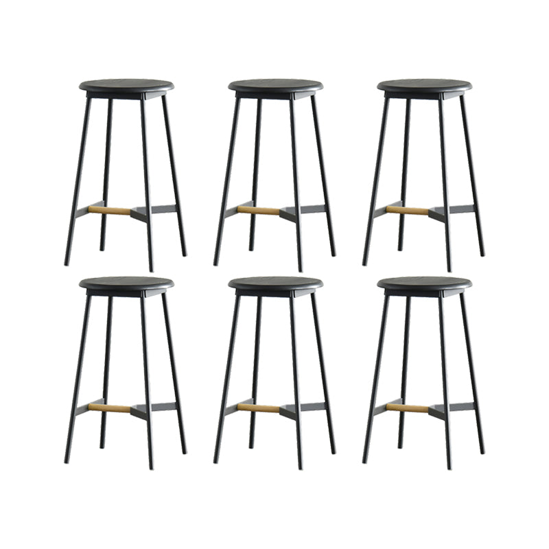 Contemporary Style Metal Bar Stool Footrest Counter Stool in Black