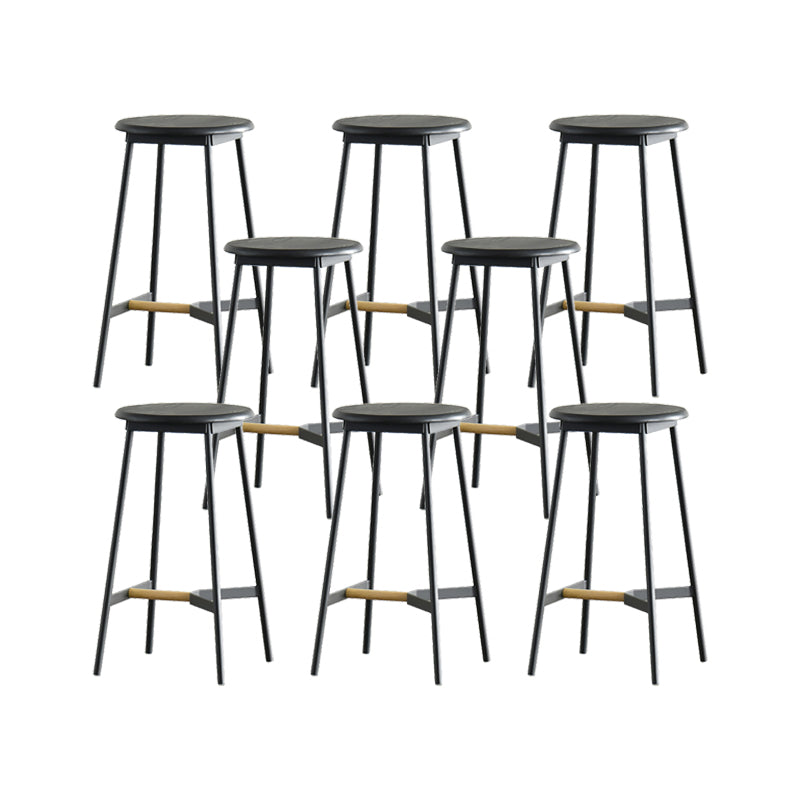 Contemporary Style Metal Bar Stool Footrest Counter Stool in Black
