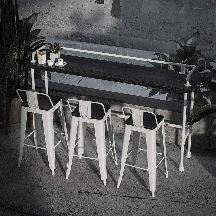 Modern Metal Bar Stool Armless Patio Bar Stool with White Base