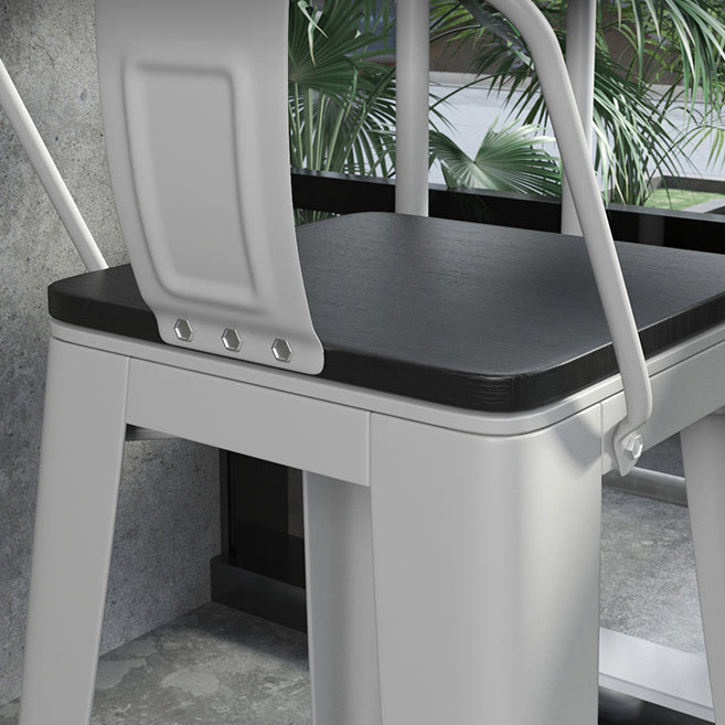 Modern Metal Bar Stool Armless Patio Bar Stool with White Base