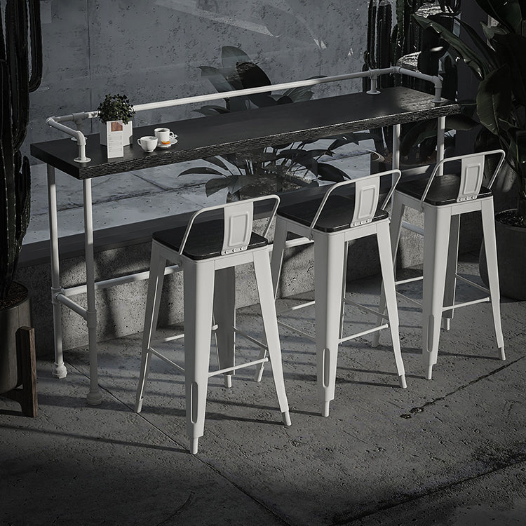 Modern Metal Bar Stool Armless Patio Bar Stool with White Base