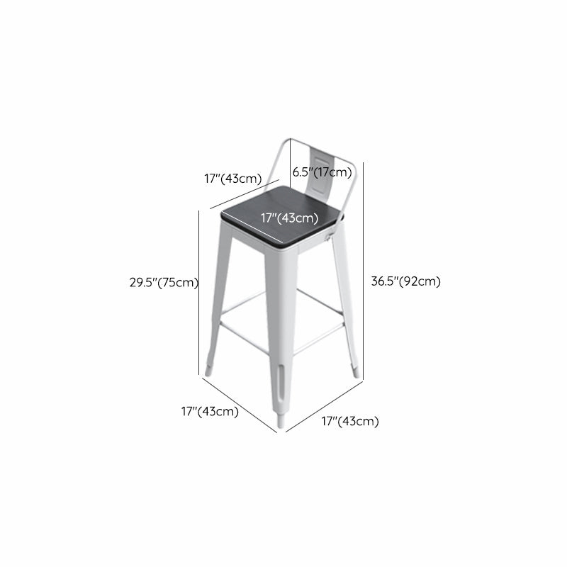 Modern Metal Bar Stool Armless Patio Bar Stool with White Base