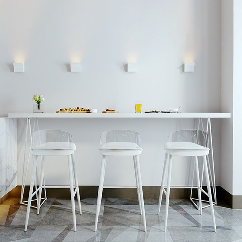 White Wood Top Bar Table for Small Places Contemporary Metal Frame Pub Table
