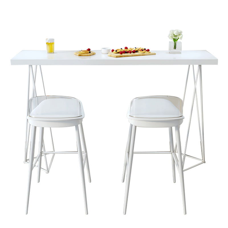 White Wood Top Bar Table for Small Places Contemporary Metal Frame Pub Table