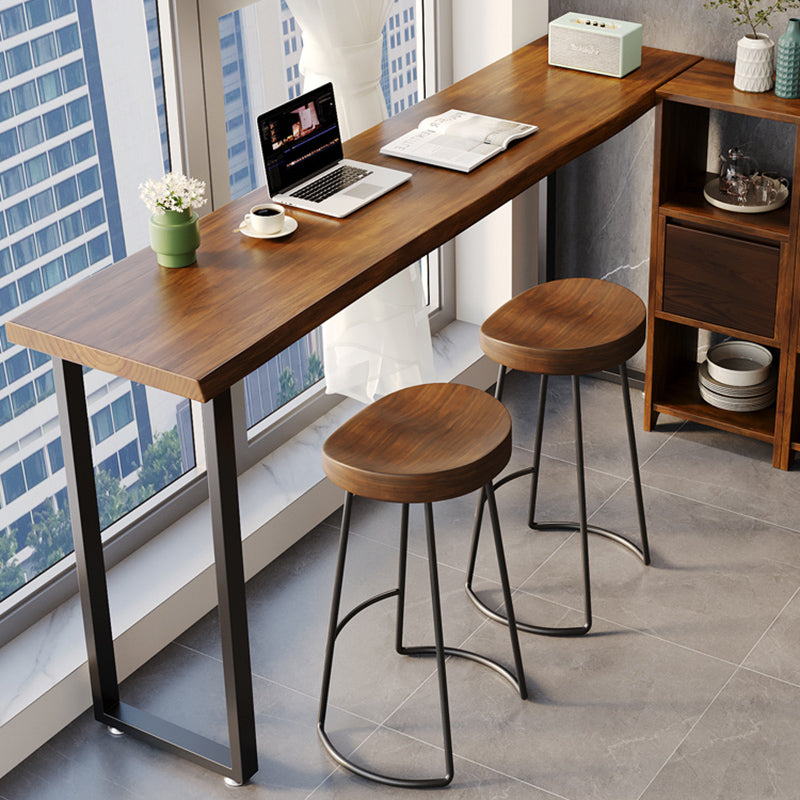 Industrial Indoor Bar Dining Table Rectangle Solid Wood Bar Table