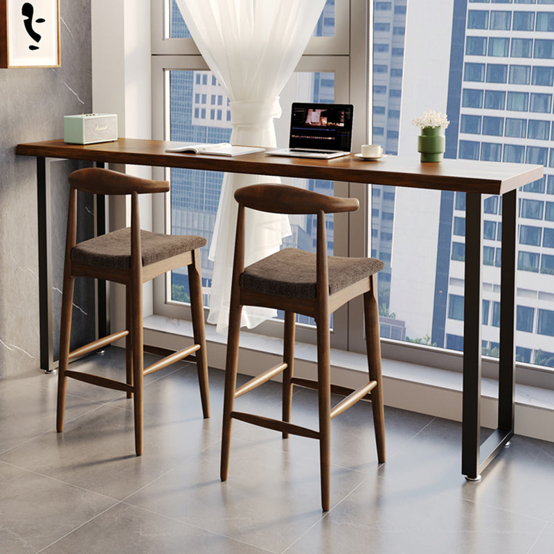 Industrial Indoor Bar Dining Table Rectangle Solid Wood Bar Table