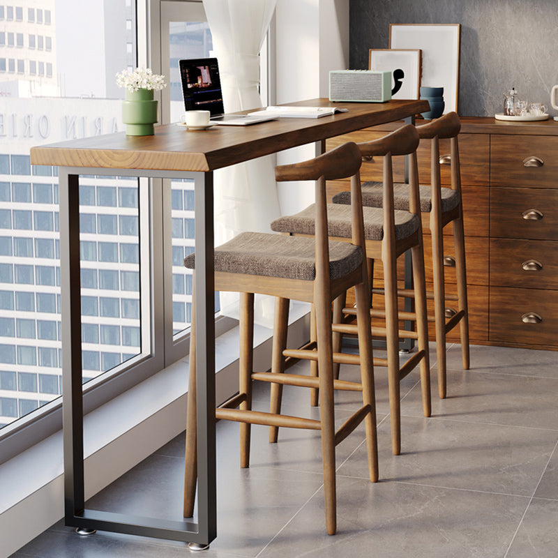 Industrial Indoor Bar Dining Table Rectangle Solid Wood Bar Table