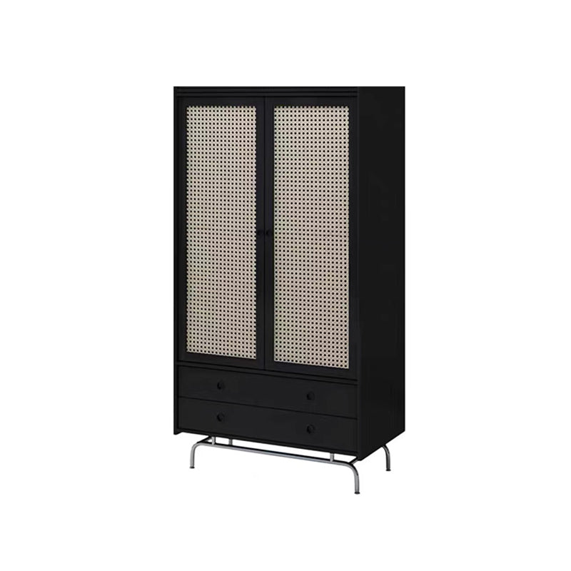 Black Solid Wood Wardrobe Modern Freestanding Wardrobe with Legs