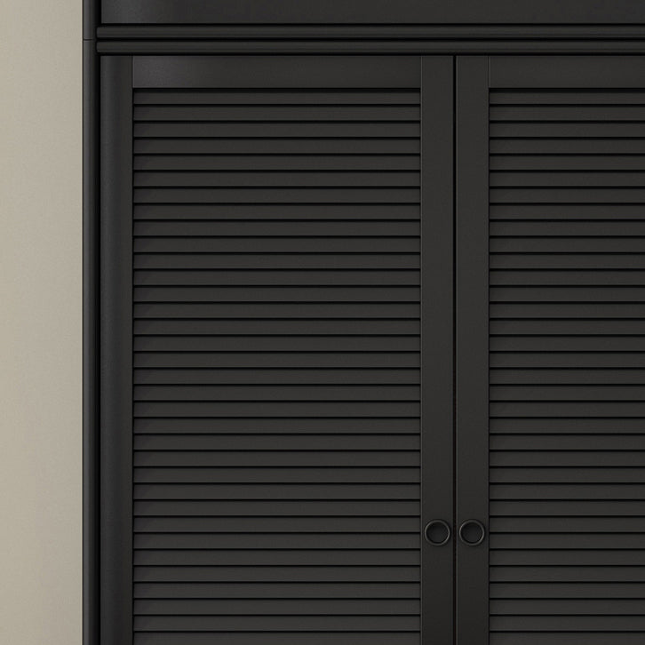 Black Solid Wood Wardrobe Modern Freestanding Wardrobe with Legs