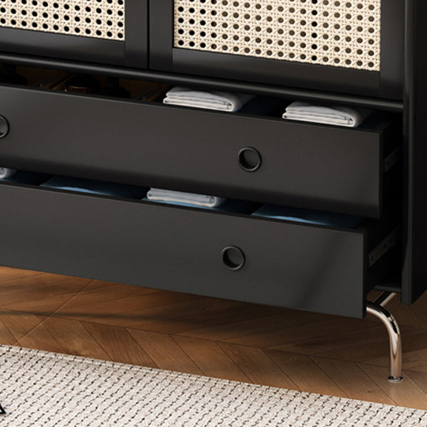 Black Solid Wood Wardrobe Modern Freestanding Wardrobe with Legs