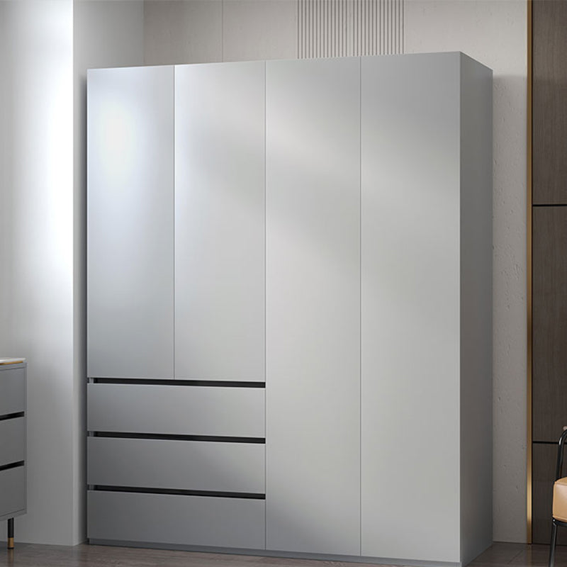 Modern Wood Frame Wardrobe Armoire Freestanding Wardrobe with 3 Self Close Drawers