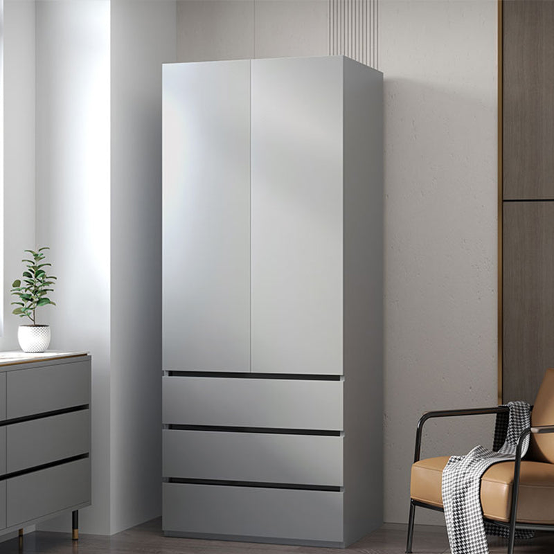 Modern Wood Frame Wardrobe Armoire Freestanding Wardrobe with 3 Self Close Drawers