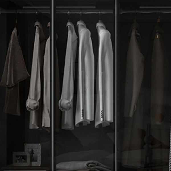 Modern Wood Frame Wardrobe Armoire Freestanding Wardrobe with 3 Self Close Drawers