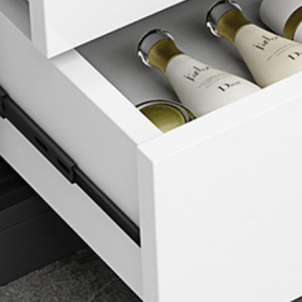 Modern White Wood Frame Wardrobe Freestanding Wardrobe with Sliding Glass Doors