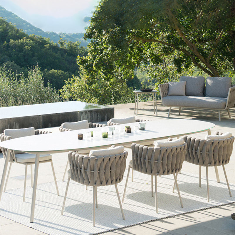 Stone and Metal Patio Dining Sets Boho 1/7 Pieces Dining Table Set