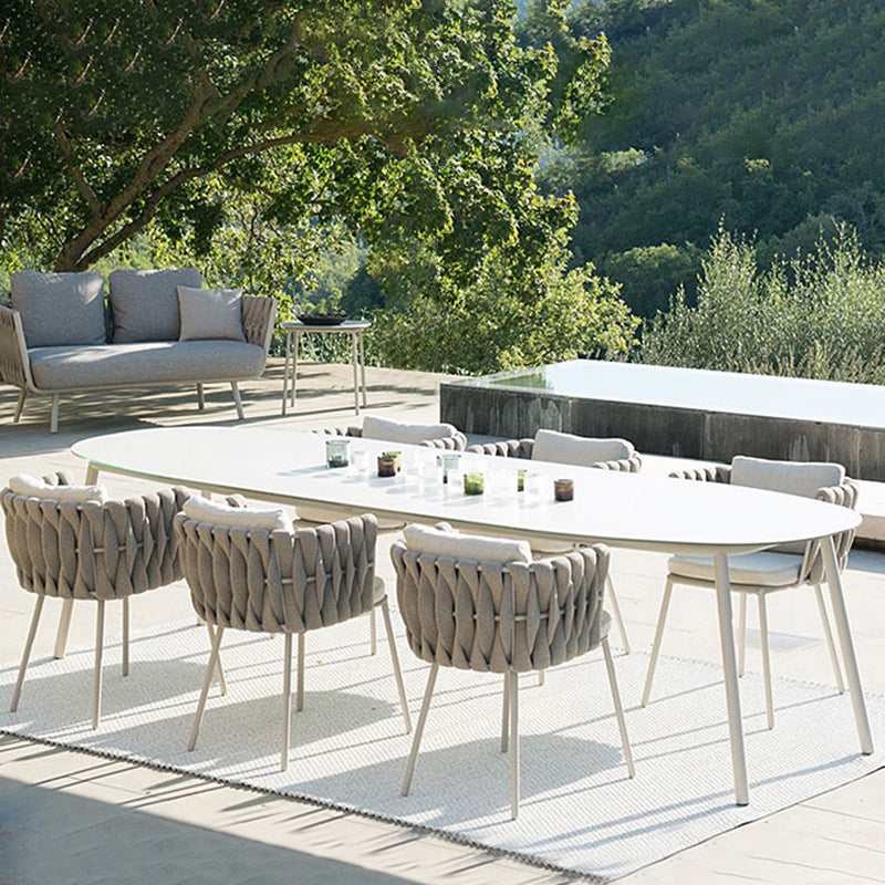 Stone and Metal Patio Dining Sets Boho 1/7 Pieces Dining Table Set
