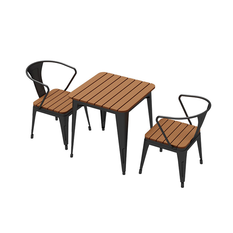 Modern Patio Dining Table Set 1/3/5 Pcs Iron Frame Patio Dining Table and Chairs in Black