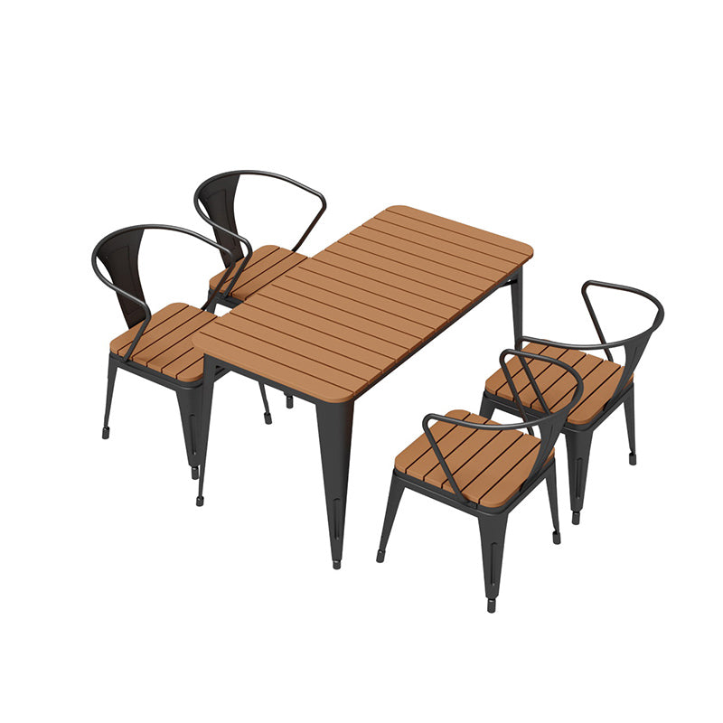 Modern Patio Dining Table Set 1/3/5 Pcs Iron Frame Patio Dining Table and Chairs in Black
