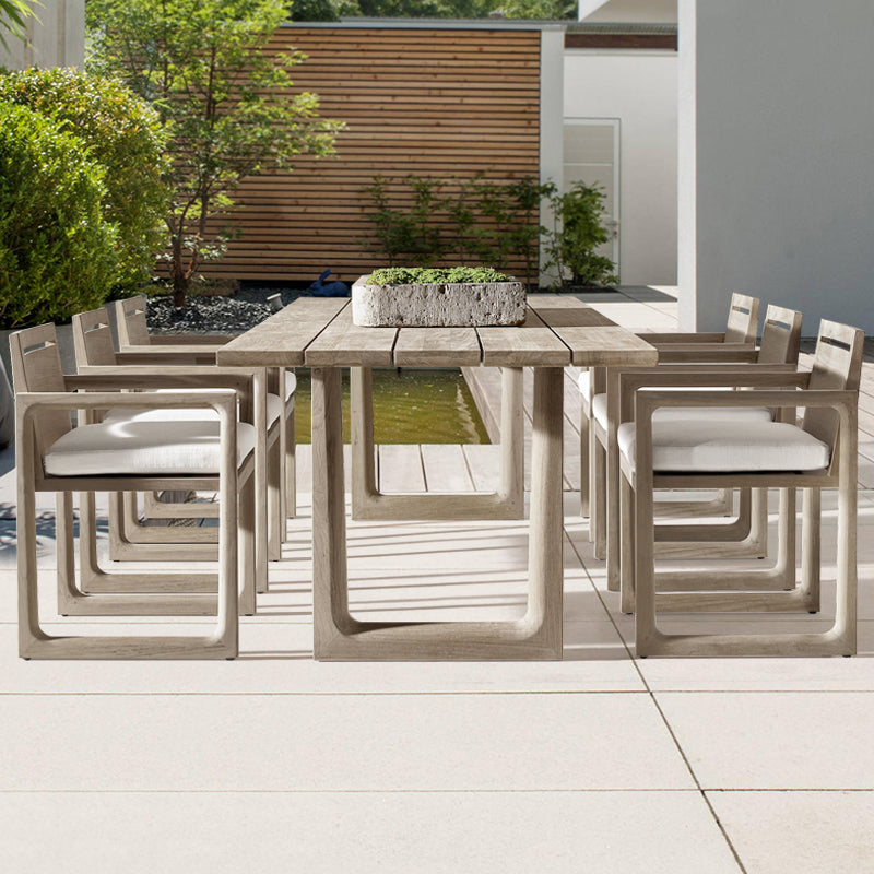 Modern Patio Dining Table Set 1/7 Pcs Solid Wood Patio Dining Table and Upholstered Chairs