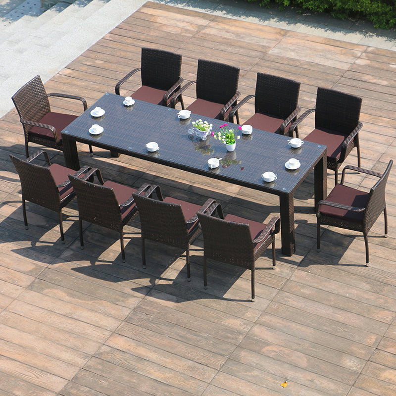 Outdoor Patio Dining Table Set 1/9/11 Pcs Plastic Wicker Frame Patio Table and Chairs