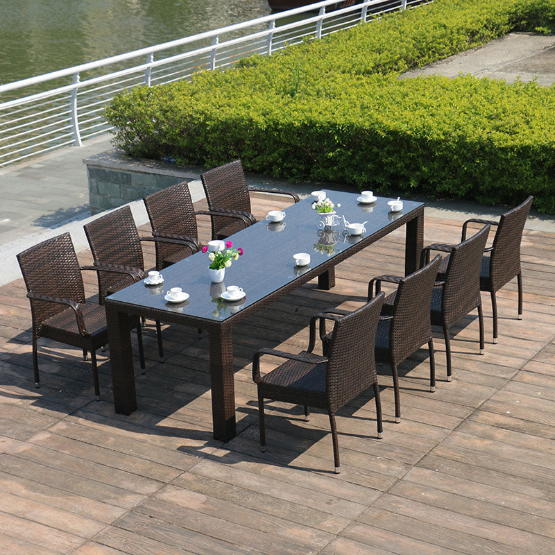 Outdoor Patio Dining Table Set 1/9/11 Pcs Plastic Wicker Frame Patio Table and Chairs