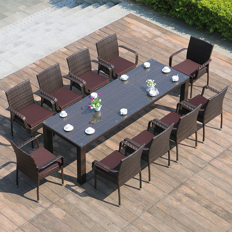 Outdoor Patio Dining Table Set 1/9/11 Pcs Plastic Wicker Frame Patio Table and Chairs