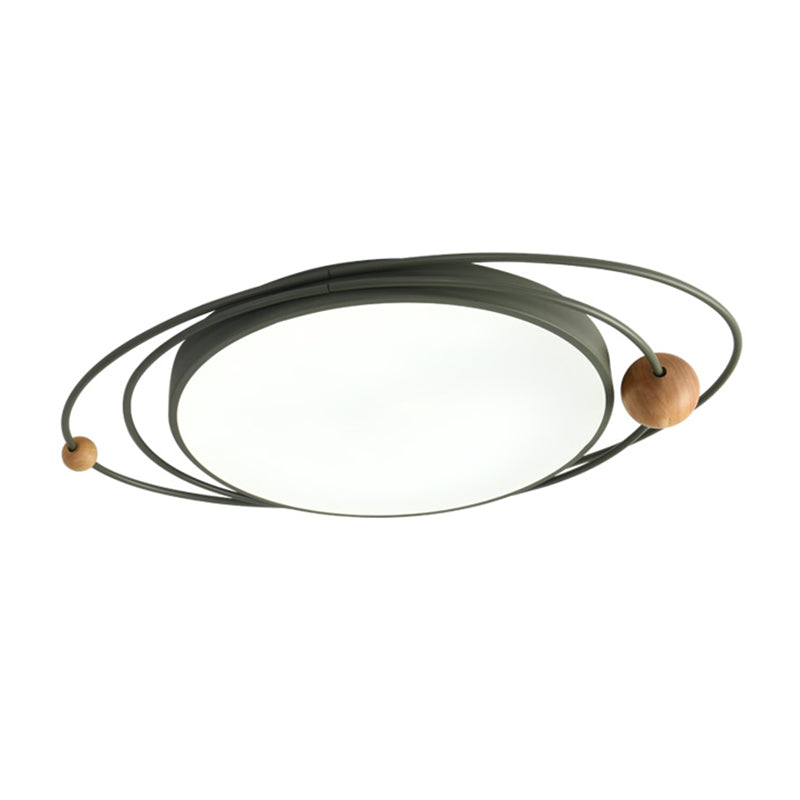 LED Nordic Ceiling Flush Wood & Acrylic Round Ceiling Flush Mount for Bedroom