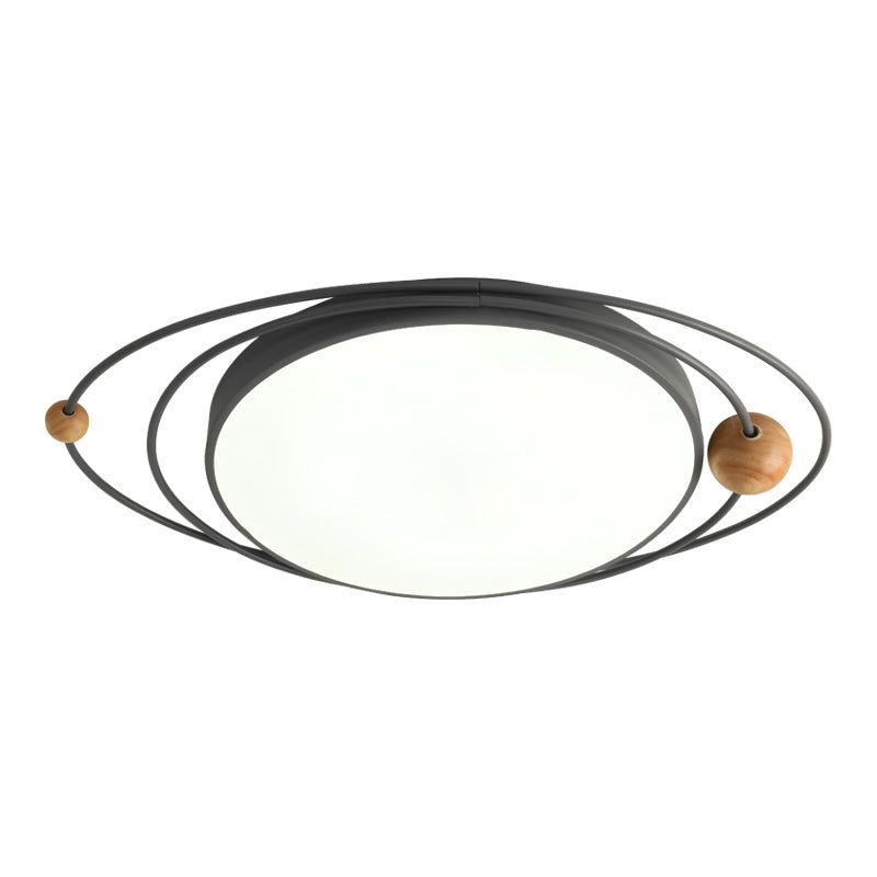 LED Nordic Ceiling Flush Wood & Acrylic Round Ceiling Flush Mount for Bedroom