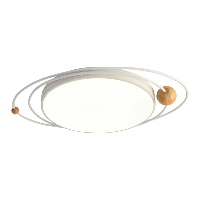 LED Nordic Ceiling Flush Wood & Acrylic Round Ceiling Flush Mount for Bedroom