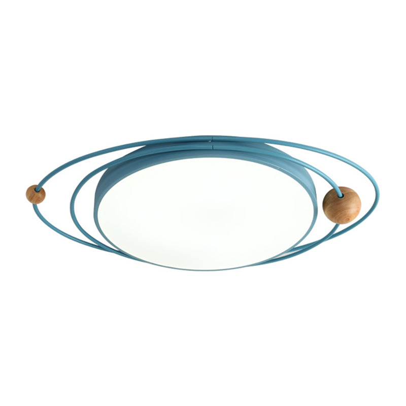 LED Nordic Ceiling Flush Wood & Acrylic Round Ceiling Flush Mount for Bedroom
