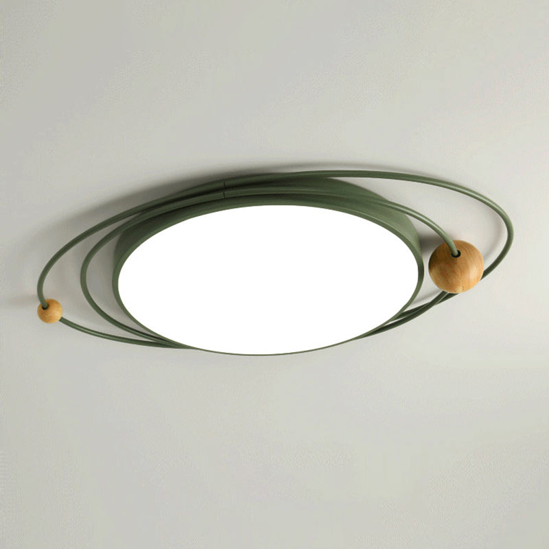 LED Nordic Ceiling Flush Wood & Acrylic Round Ceiling Flush Mount for Bedroom