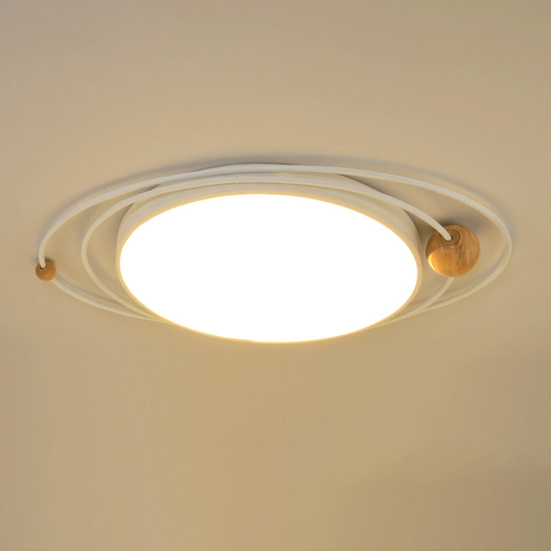 LED Nordic Ceiling Flush Wood & Acrylic Round Ceiling Flush Mount for Bedroom