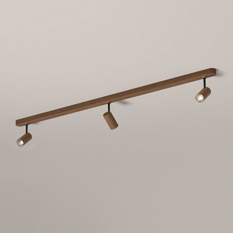 Metal Ceiling Flush Linear 2 / 3 - Light Modern Ceiling Track Light in Wood Color