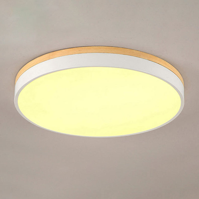 Modern Ceiling Lamp Wooden LED Ceiling Mount Light with Acrylic Shade for Bedroom