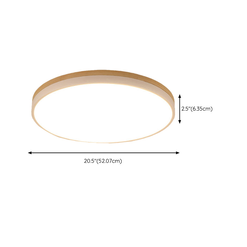 Modern Ceiling Lamp Wooden LED Ceiling Mount Light with Acrylic Shade for Bedroom