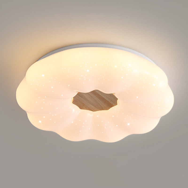 LED Ceiling Light Wooden Ceiling Mount Light with Acrylic Shade for Living Room