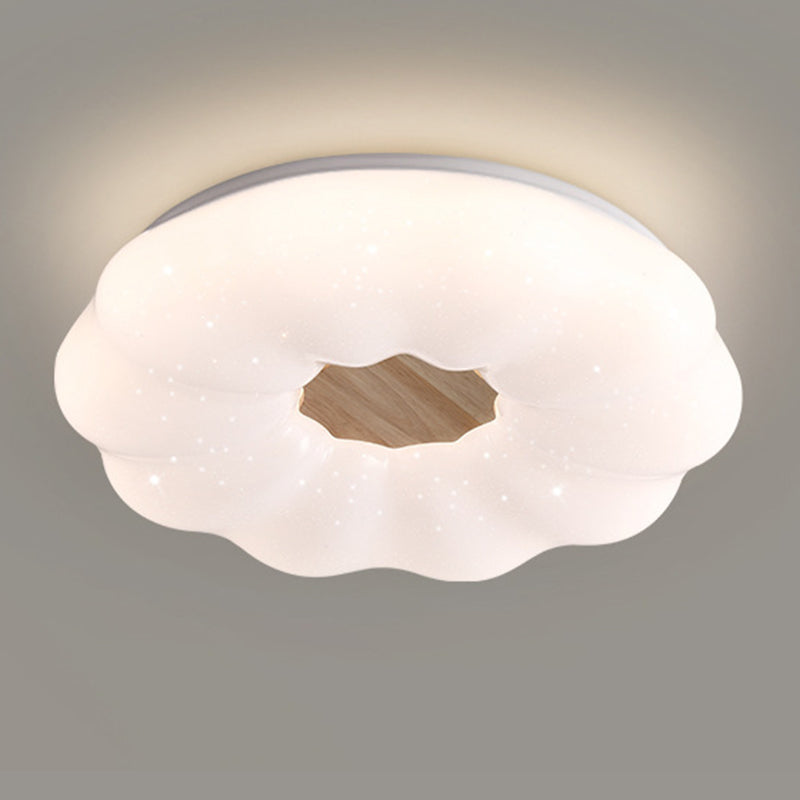 LED Ceiling Light Wooden Ceiling Mount Light with Acrylic Shade for Living Room