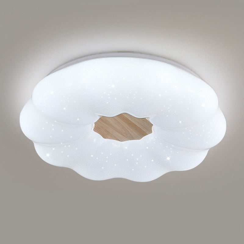 LED Ceiling Light Wooden Ceiling Mount Light with Acrylic Shade for Living Room
