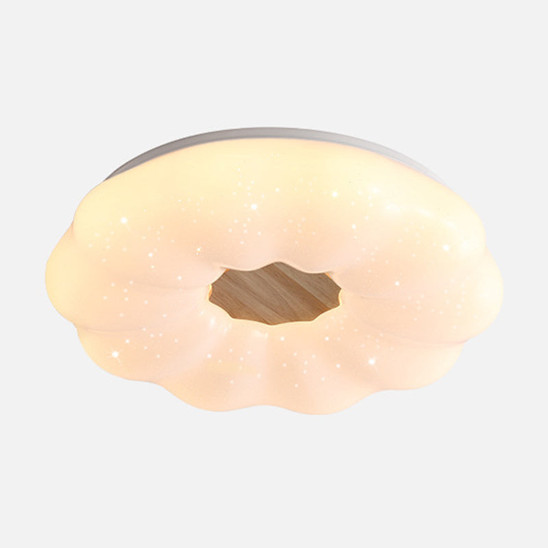 LED Ceiling Light Wooden Ceiling Mount Light with Acrylic Shade for Living Room