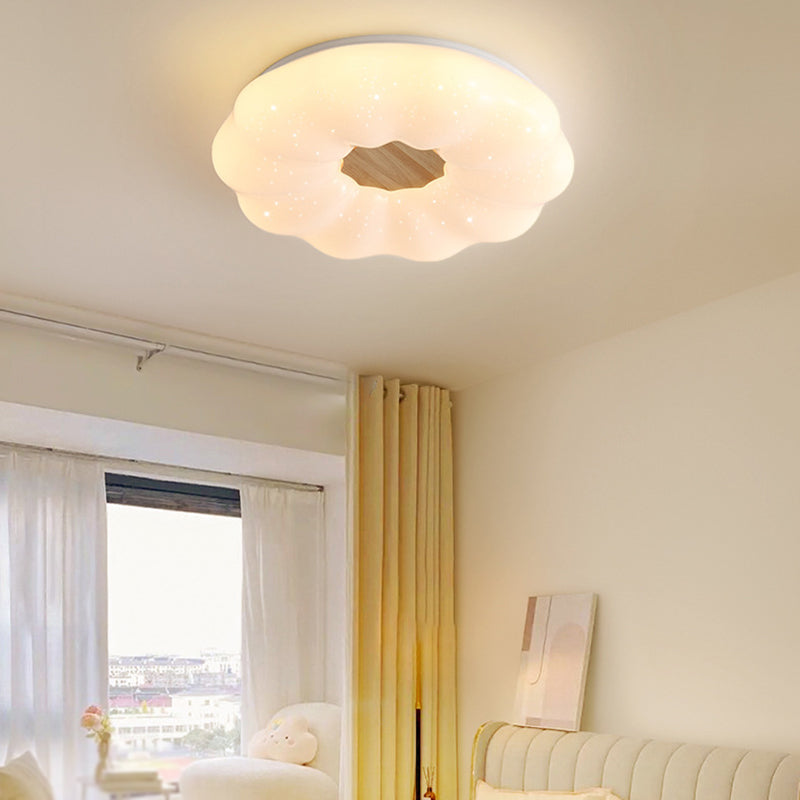 LED Ceiling Light Wooden Ceiling Mount Light with Acrylic Shade for Living Room