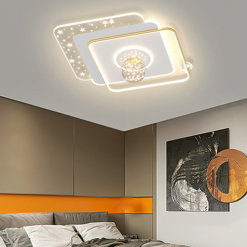 Geometric Shape Metal Flush Light Modern Style 5 Lights Flush Mount Fixture