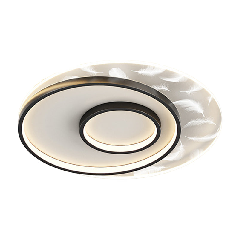 Geometric Shape Metal Flush Light Modern Style Multi Lights Flush Mount Fixture in Black