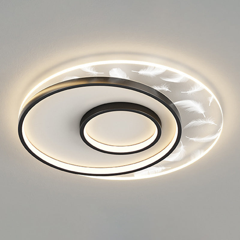 Geometric Shape Metal Flush Light Modern Style Multi Lights Flush Mount Fixture in Black