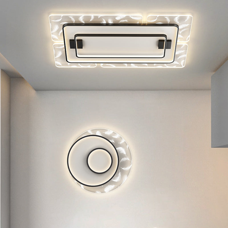 Geometric Shape Metal Flush Light Modern Style Multi Lights Flush Mount Fixture in Black