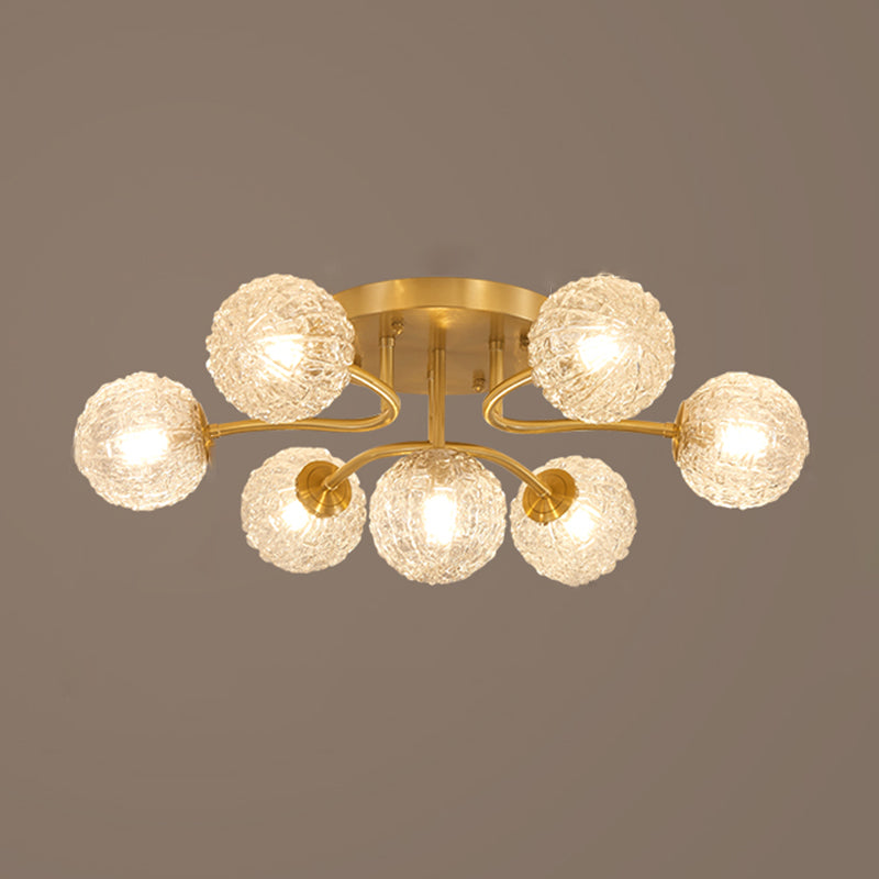 Ball Shape Glass Flush Light Modern Style Multi Lights Flush Mount Fixture